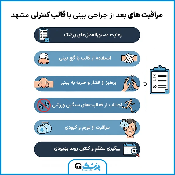 مراقبت های بعد از جراحی بینی با قالب کنترلی مشهد