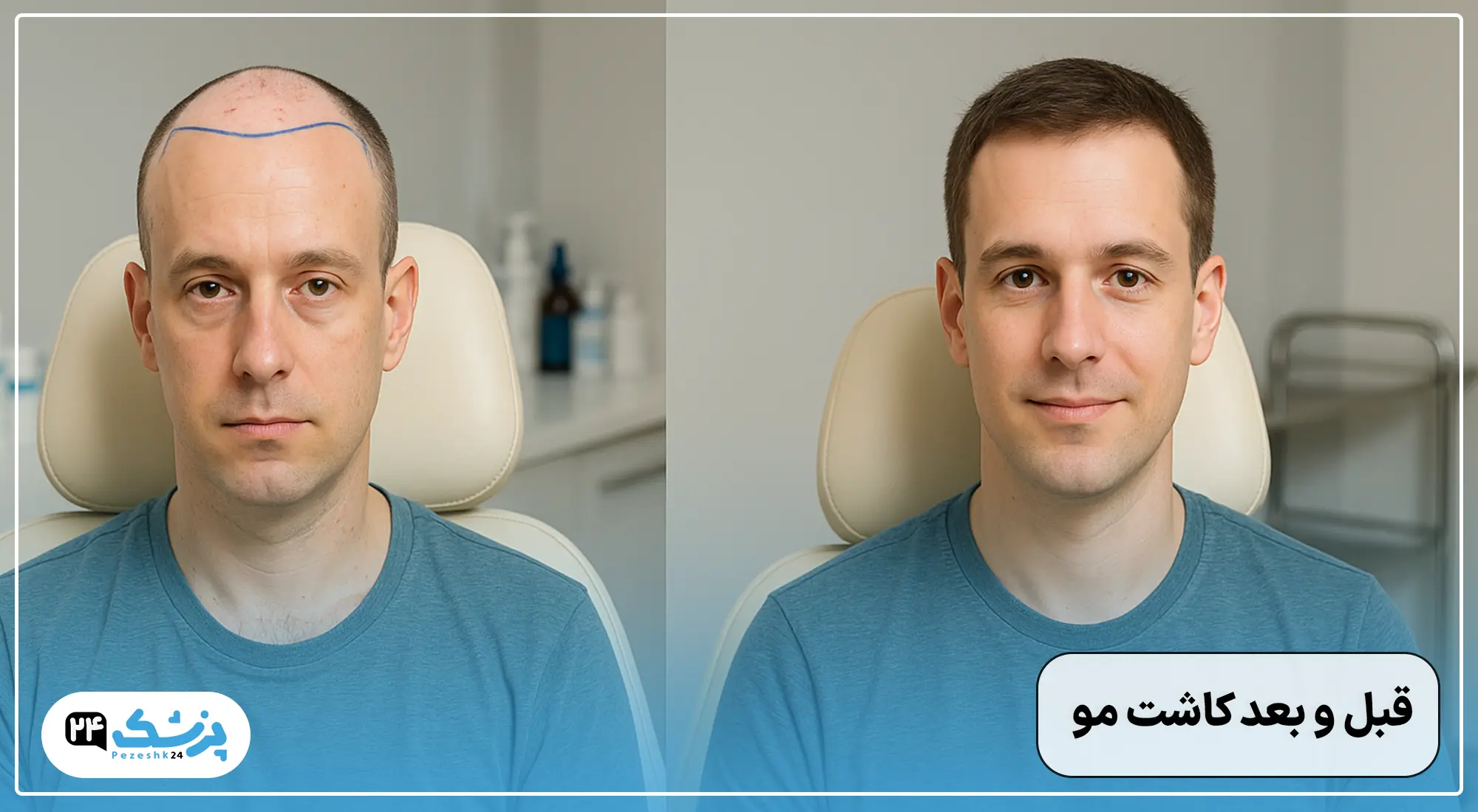 قبل و بعد کاشت مو