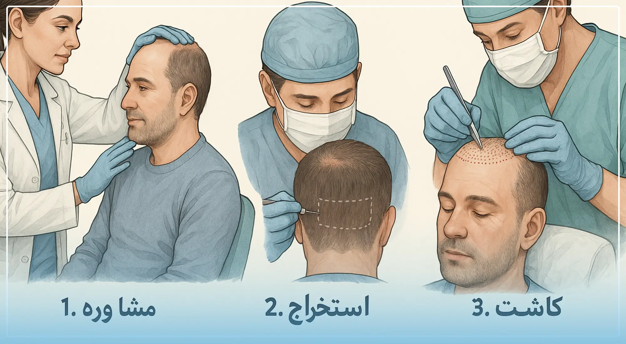 مراحل کاشت مو